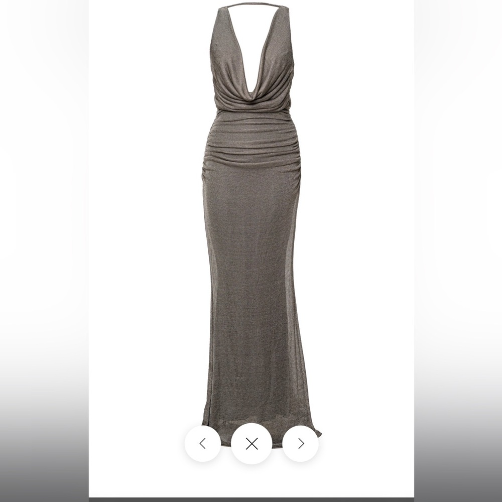 JLUXLABEL- SILVER CHARMED METALLIC DRAPE - Picture 3 of 7